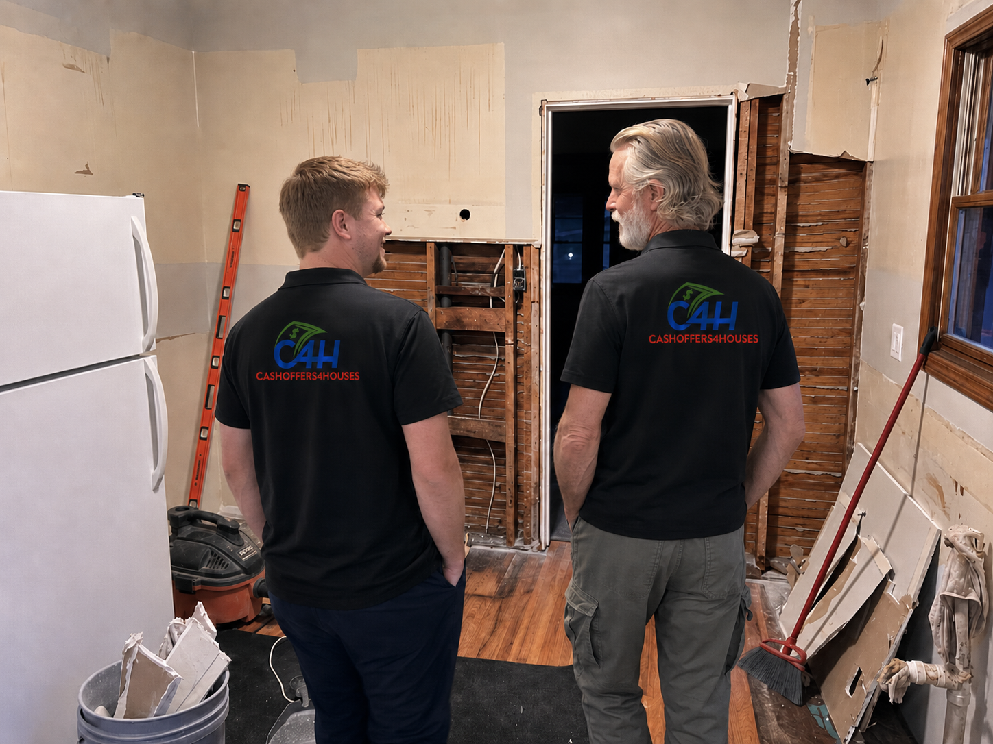 Braden and Scott walking through a Siouxland renovation property