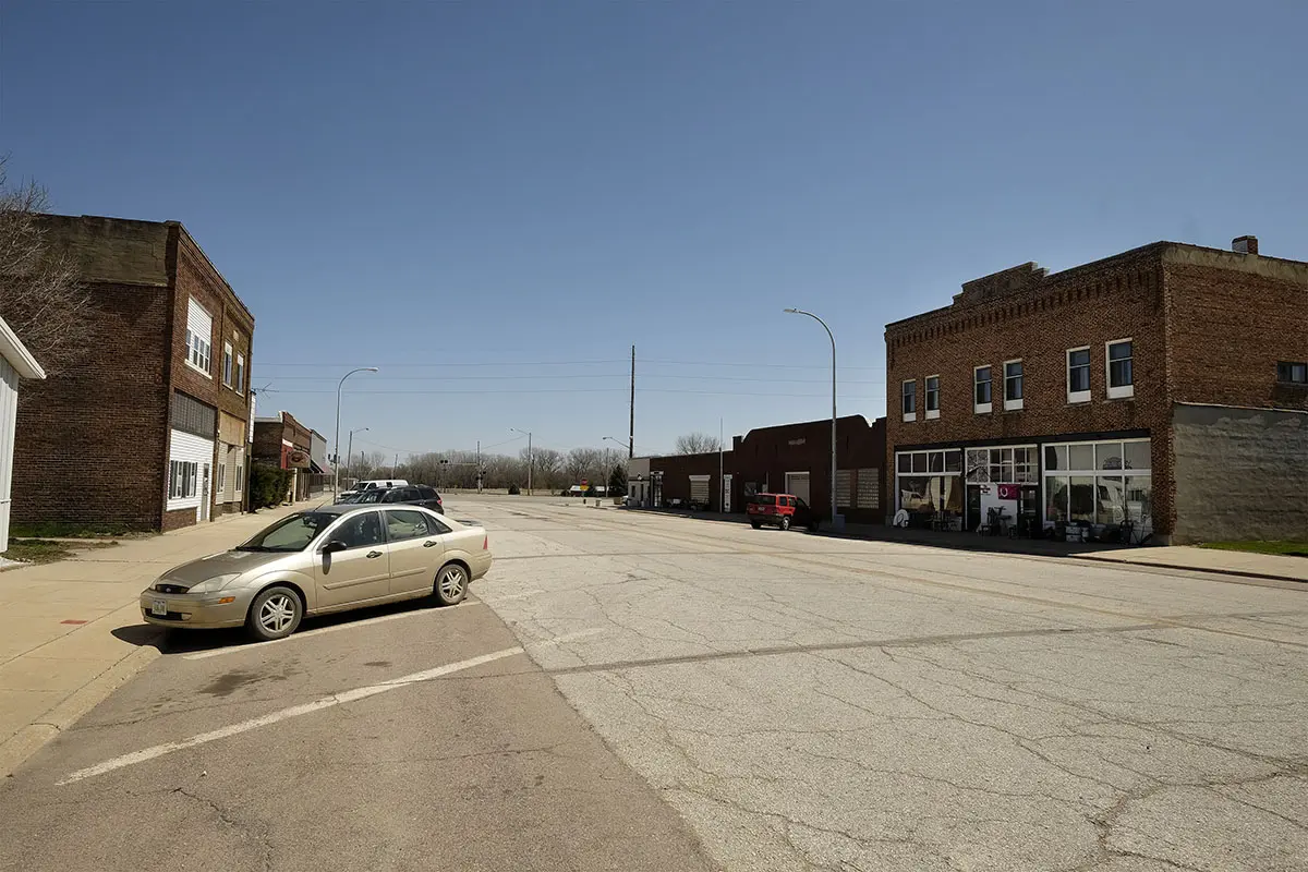 Downtown streetscape in Merrill, Iowa
